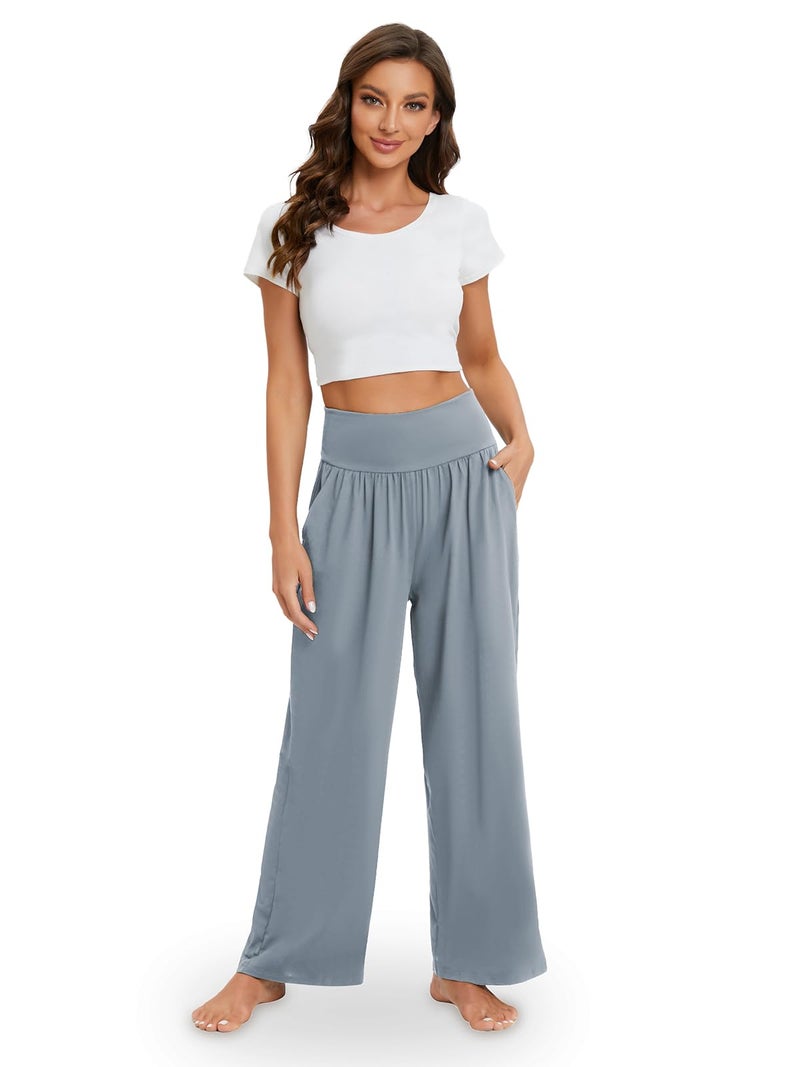 Gracyoga Wide Leg Yoga Pants for Women Casual Loose Cozy Sweatpants High Waisted Lounge Pajama Flowy Pants With Pockets - Image 5