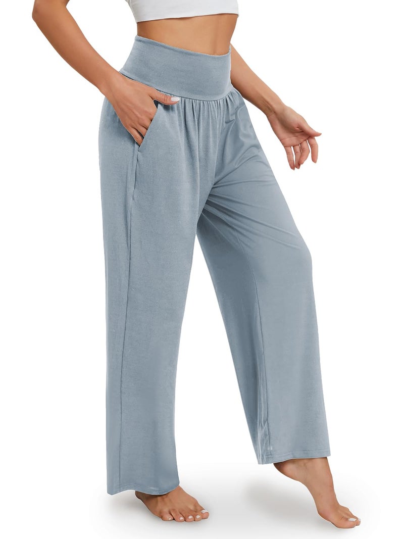 Gracyoga Wide Leg Yoga Pants for Women Casual Loose Cozy Sweatpants High Waisted Lounge Pajama Flowy Pants With Pockets - Image 2