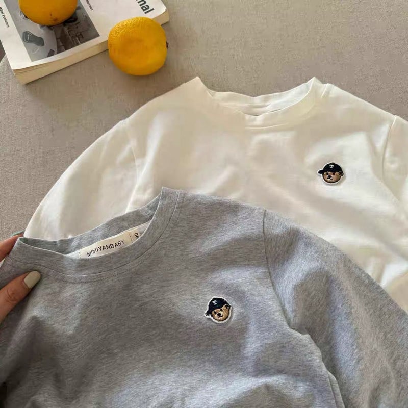 تي شيرت أطفال بأكمام طويلة 2025 بأسلوب ياباني علامة تجارية عصرية كرتونية دب ت Baby قميص أساسي مخطط - Image 1