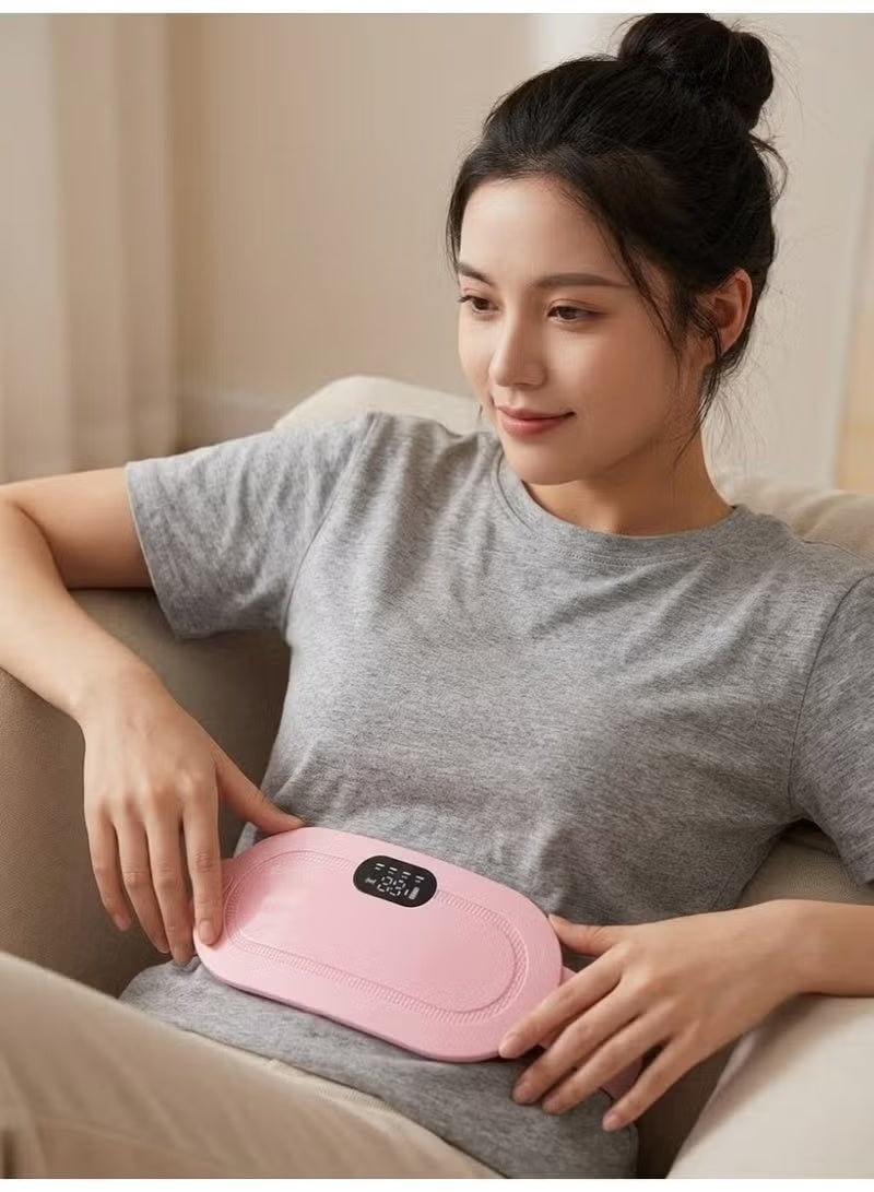 ELTRAZONE Menstrual Heating Pad Massager for Period Cramps Relief, Cordless Portable Design, Digital Display, Adjustable Heat Levels, Rechargeable Abdominal Heating Pad, Electric Heat Massager for Menstrual Comfort, Compact Pain Relief Device for Home, Office & Travel, White - Image 4