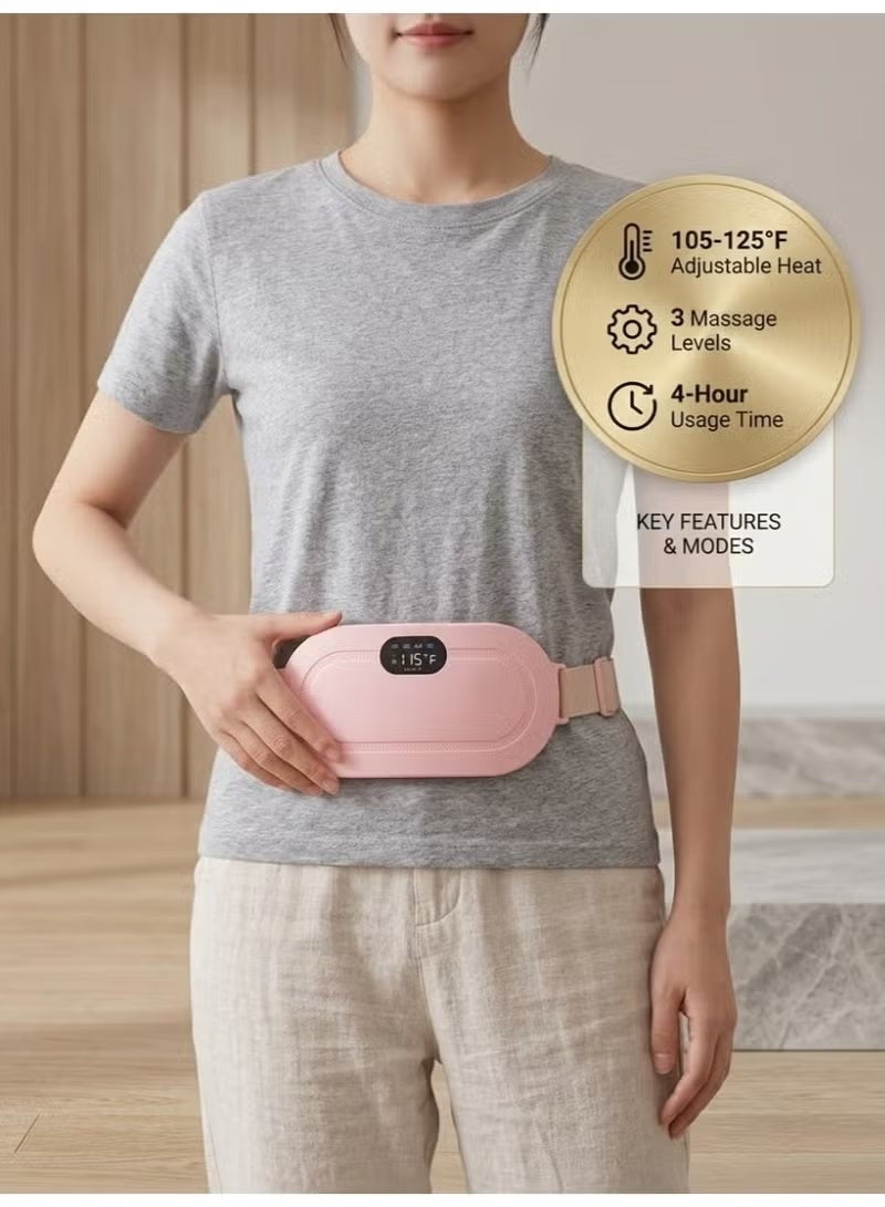 ELTRAZONE Menstrual Heating Pad Massager for Period Cramps Relief, Cordless Portable Design, Digital Display, Adjustable Heat Levels, Rechargeable Abdominal Heating Pad, Electric Heat Massager for Menstrual Comfort, Compact Pain Relief Device for Home, Office & Travel, White - Image 2
