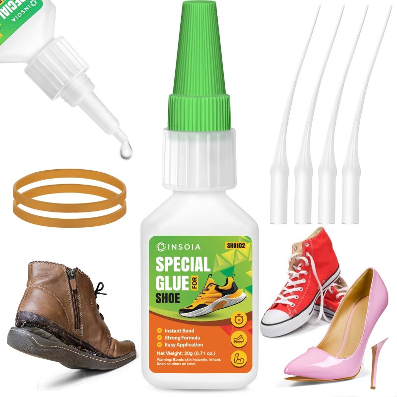 INSOIA Clear Super Glue for Shoe Repair, 20g, Waterproof, Strong, Quick Fix, Bonding Shoe Sole, Boots, Sandals, Sneakers, Leather & Footwear Items - Image 1
