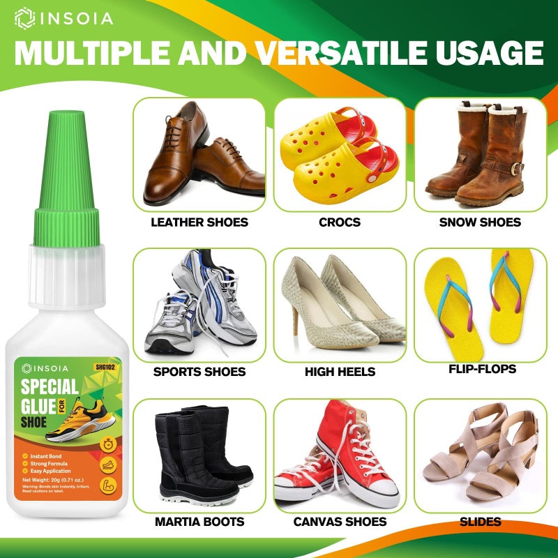INSOIA Clear Super Glue for Shoe Repair, 20g, Waterproof, Strong, Quick Fix, Bonding Shoe Sole, Boots, Sandals, Sneakers, Leather & Footwear Items - Image 3