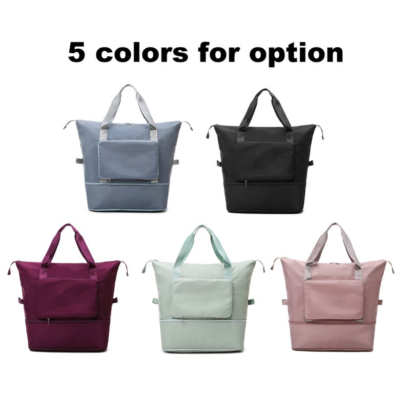 Large Capacity Foldable Travel Duffel Bag Lightweight Waterproof Carry on Luggage Bags Makeup Organizer with Fixed Strap for Women and Girls - Image 2