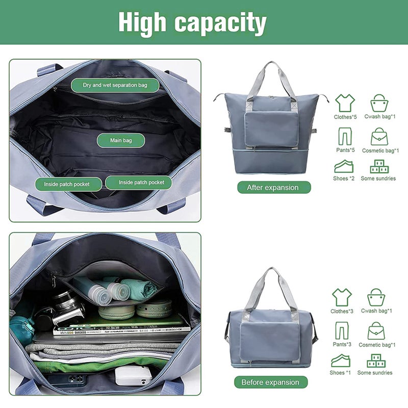 Large Capacity Foldable Travel Duffel Bag Lightweight Waterproof Carry on Luggage Bags Makeup Organizer with Fixed Strap for Women and Girls - Image 4