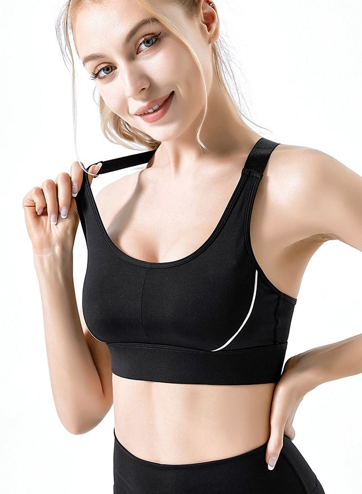 Loquat Women Quick Dry Breathable Yoga Bra Black  - Image 1