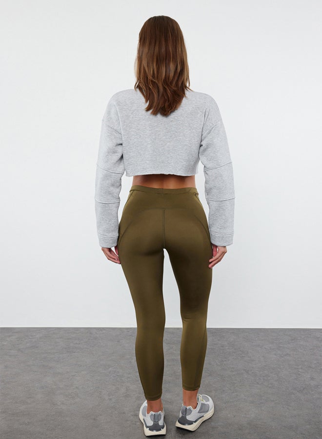 trendyol Dark Khaki Full Length Knitted Sports Tights with Pocket Detail THMAW25TY00007  - Image 5