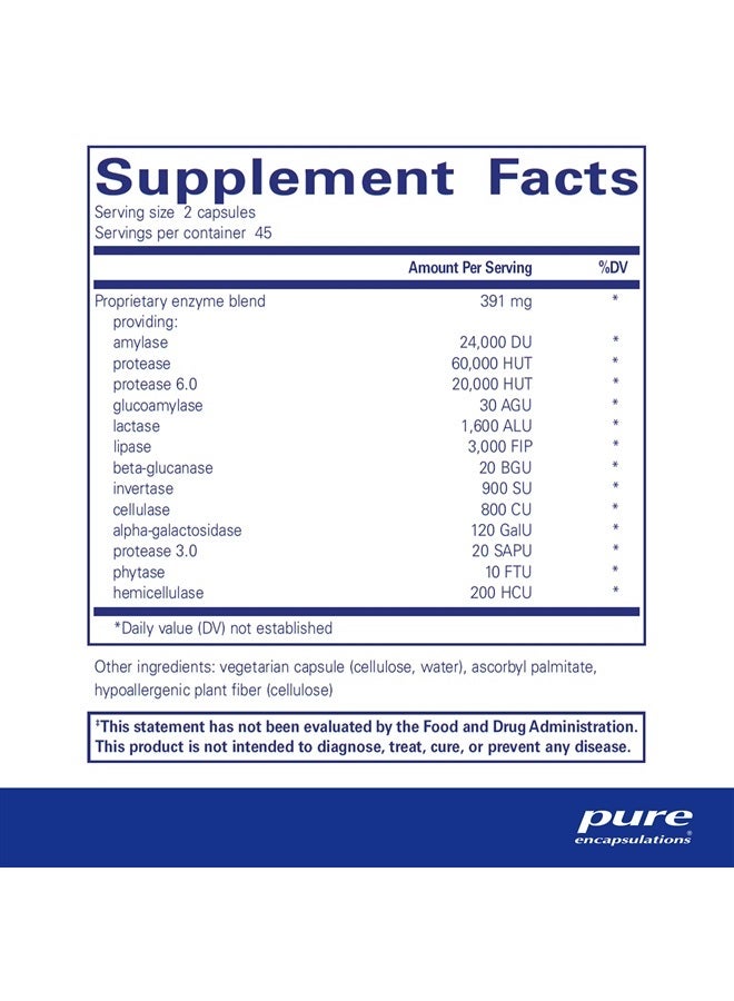 Pure Encapsulations إنزيمات الهضم الفائقة - تساعد في هضم البروتينات والكربوهيدرات والدهون والمزيد* - 90 كبسولة - Image 2