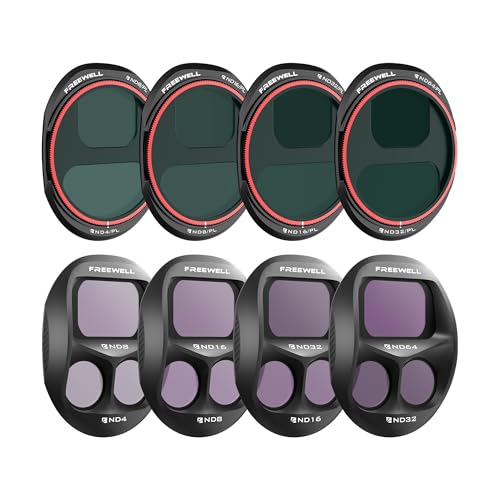 FreeWell فريويل أول داي 8-باك سبليت ND و ND/PL لفلاتر DJI Mavic 4 Pro — مجموعة كاملة من ND4 إلى ND64 مع مستقطبات للتحكم الكامل في ضوء النهار، تقليل الوهج والتقاط لقطات جوية نابضة بالحياة - Image 1