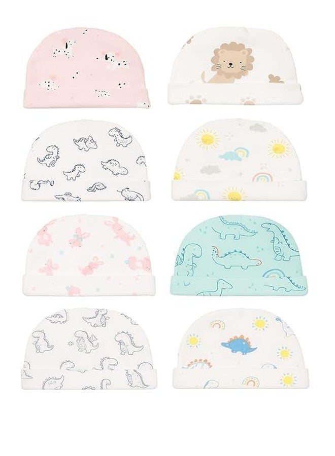 4NEwBiES New Born Baby Stylish Cotton Cap (Multicolor; 0 to 6 Months Babies) Pack of 3 (Color Design May Vary) - Image 4