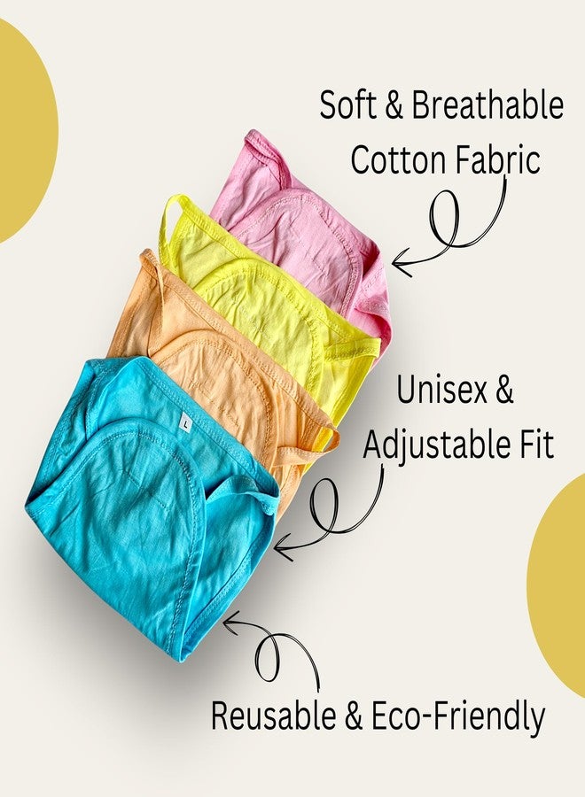 Hooper Baby's Cotton Cloth Diapers/Langot Double Layer U Shaped Tie Knot Closer Washable and Reusable Nappies (M, 4, count) - Image 2