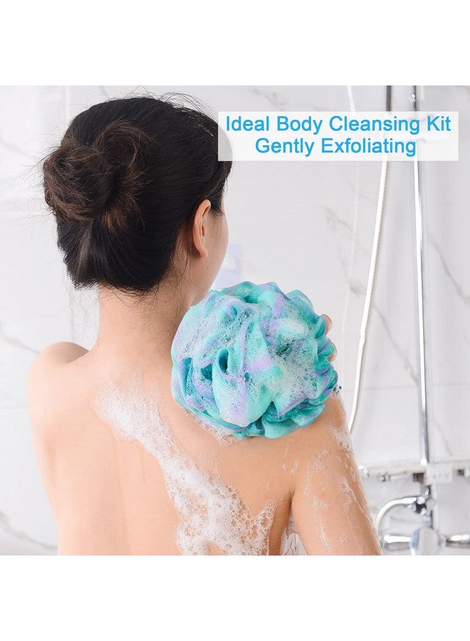 أمازيرباث إسفنجة لوفا 75 جرام/القطعة، إسفنجة استحمام لتقشير الجسم، مجموعة لوفا مكونة من 4 قطع بلون الزهور (أرجواني أخضر كبير) - Image 3