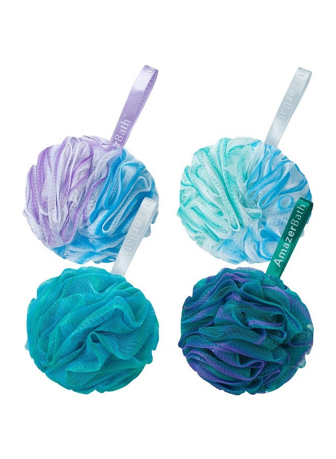 أمازيرباث إسفنجة لوفا 75 جرام/القطعة، إسفنجة استحمام لتقشير الجسم، مجموعة لوفا مكونة من 4 قطع بلون الزهور (أرجواني أخضر كبير) - Image 1