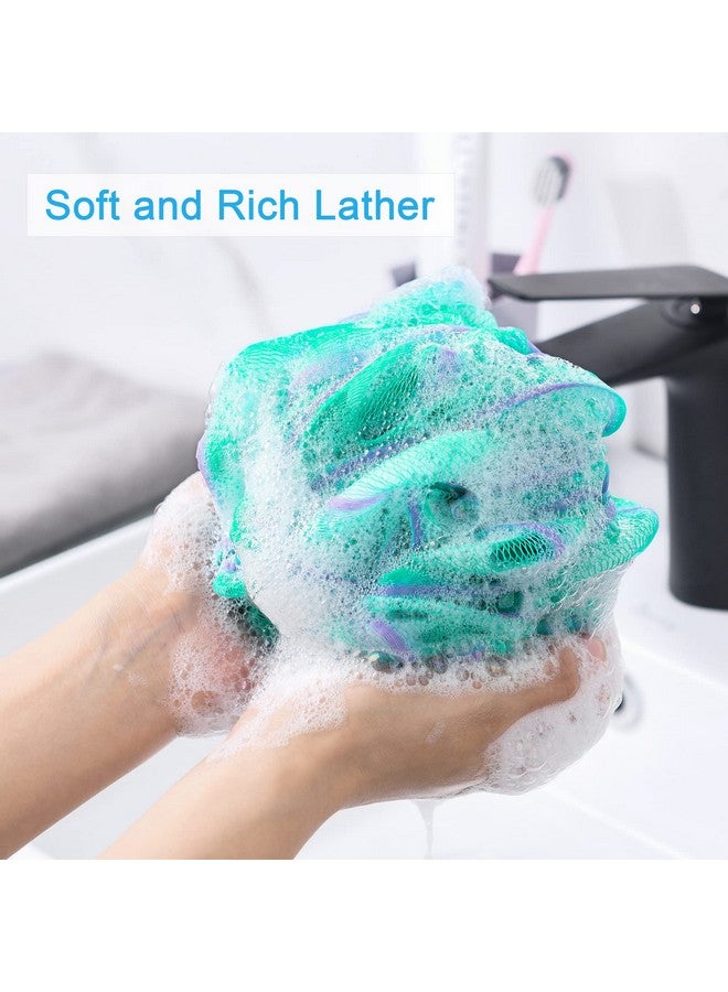 أمازيرباث إسفنجة لوفا 75 جرام/القطعة، إسفنجة استحمام لتقشير الجسم، مجموعة لوفا مكونة من 4 قطع بلون الزهور (أرجواني أخضر كبير) - Image 2