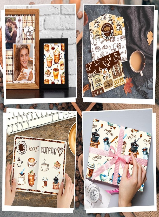 Konsait 24 Sheets Coffee Scrapbook Paper 12x12, Double Sided Coffee Decor Patterned Paper Vintage Craft Decorative Cardstock for Greeting Card Making Scrapbook Supplies - Image 5