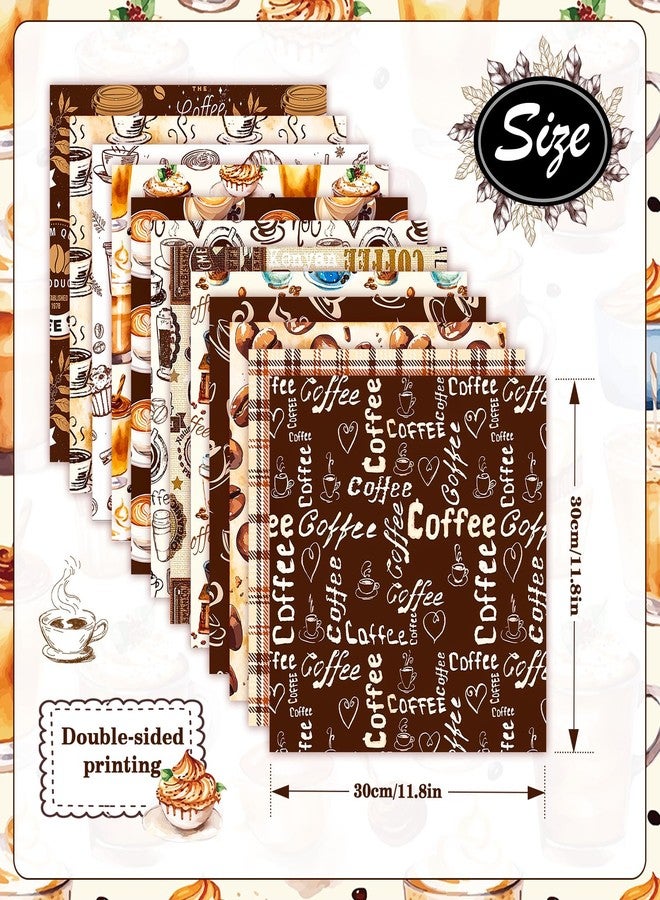 Konsait 24 Sheets Coffee Scrapbook Paper 12x12, Double Sided Coffee Decor Patterned Paper Vintage Craft Decorative Cardstock for Greeting Card Making Scrapbook Supplies - Image 3