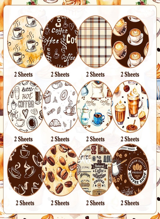 Konsait 24 Sheets Coffee Scrapbook Paper 12x12, Double Sided Coffee Decor Patterned Paper Vintage Craft Decorative Cardstock for Greeting Card Making Scrapbook Supplies - Image 2