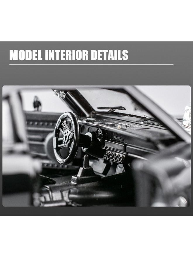 1/32 Dodge Charger Car Model, Fast Furious Metal Model Car, USA Muscle Vehicle Toy, Alloy Diecast Pull Back Toy Vehicle with Light and Music, Supercar Toy Gift for Kids Children (Black)  - Image 5