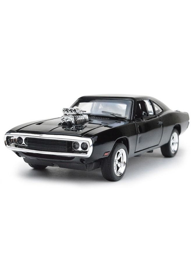 1/32 Dodge Charger Car Model, Fast Furious Metal Model Car, USA Muscle Vehicle Toy, Alloy Diecast Pull Back Toy Vehicle with Light and Music, Supercar Toy Gift for Kids Children (Black)  - Image 1