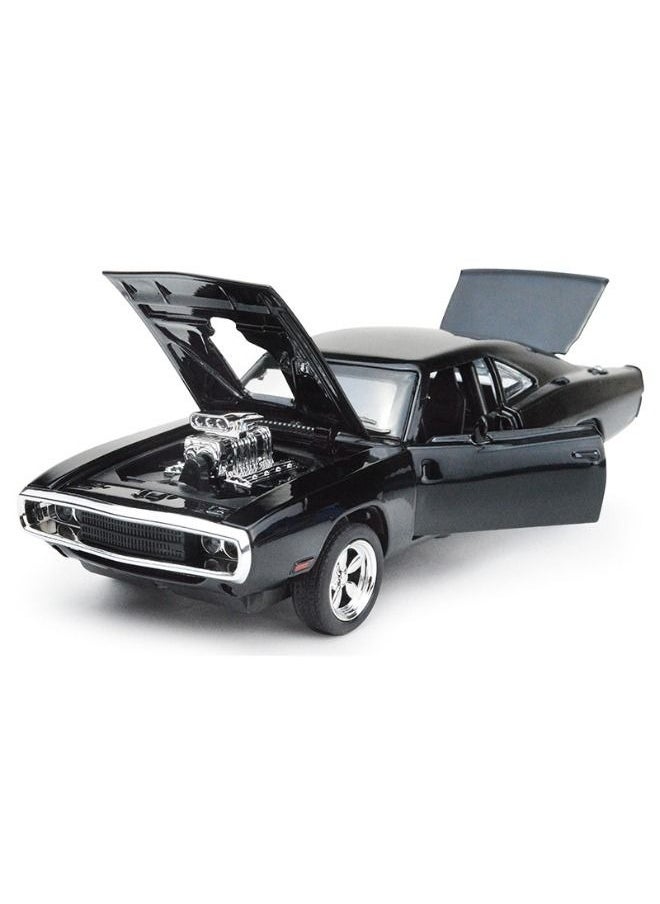 1/32 Dodge Charger Car Model, Fast Furious Metal Model Car, USA Muscle Vehicle Toy, Alloy Diecast Pull Back Toy Vehicle with Light and Music, Supercar Toy Gift for Kids Children (Black)  - Image 2