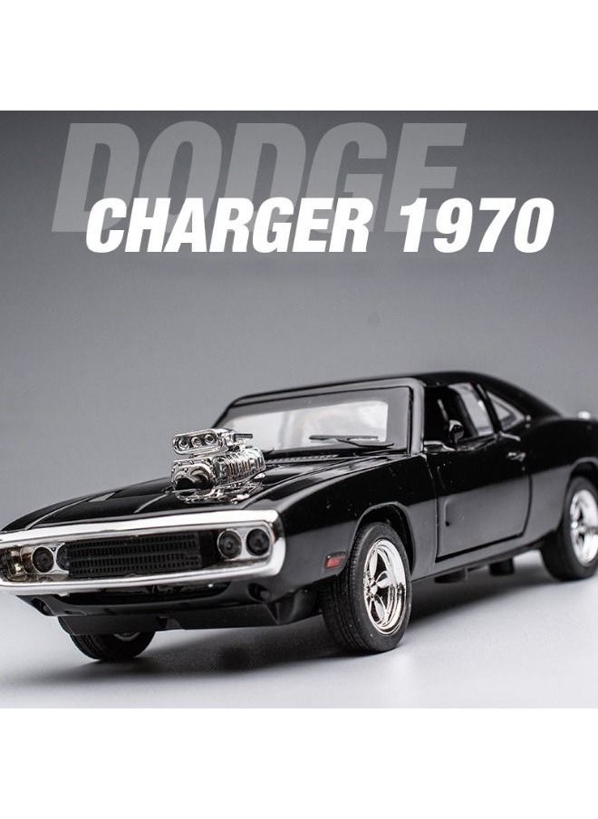 1/32 Dodge Charger Car Model, Fast Furious Metal Model Car, USA Muscle Vehicle Toy, Alloy Diecast Pull Back Toy Vehicle with Light and Music, Supercar Toy Gift for Kids Children (Black)  - Image 4