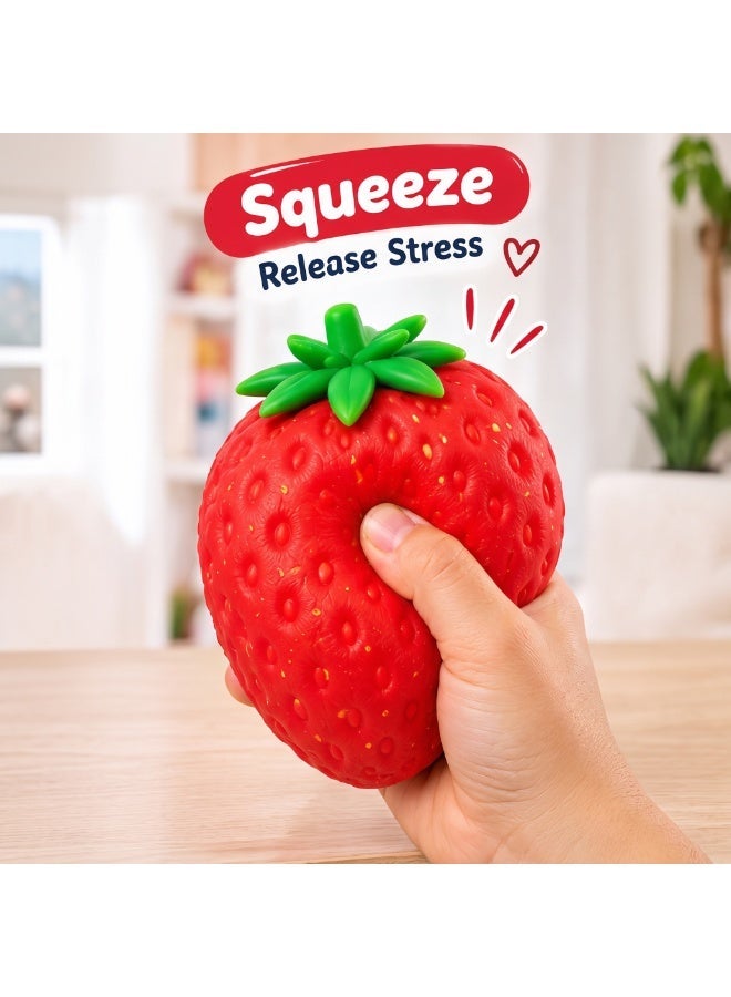 StarKids Strawberry Squishy Toy, Soft Squeeze Stress Relief Sensory Toy, Red, big - Image 3