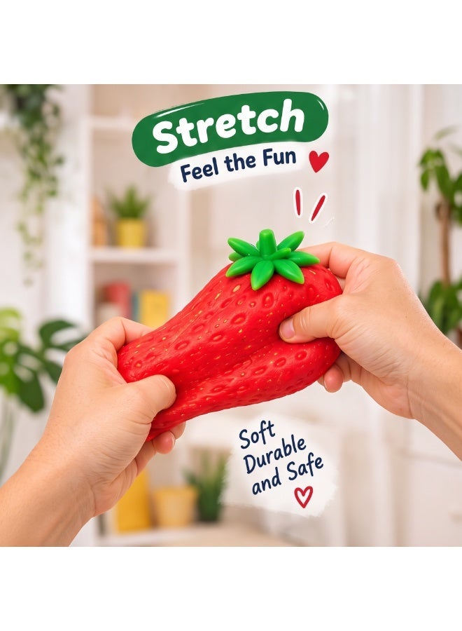 StarKids Strawberry Squishy Toy, Soft Squeeze Stress Relief Sensory Toy, Red, big - Image 4