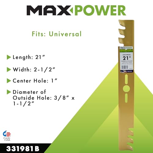 Maxpower 331981B 21-Inch Universal Gold Metal Mulching Lawn Mower Blade - Image 2