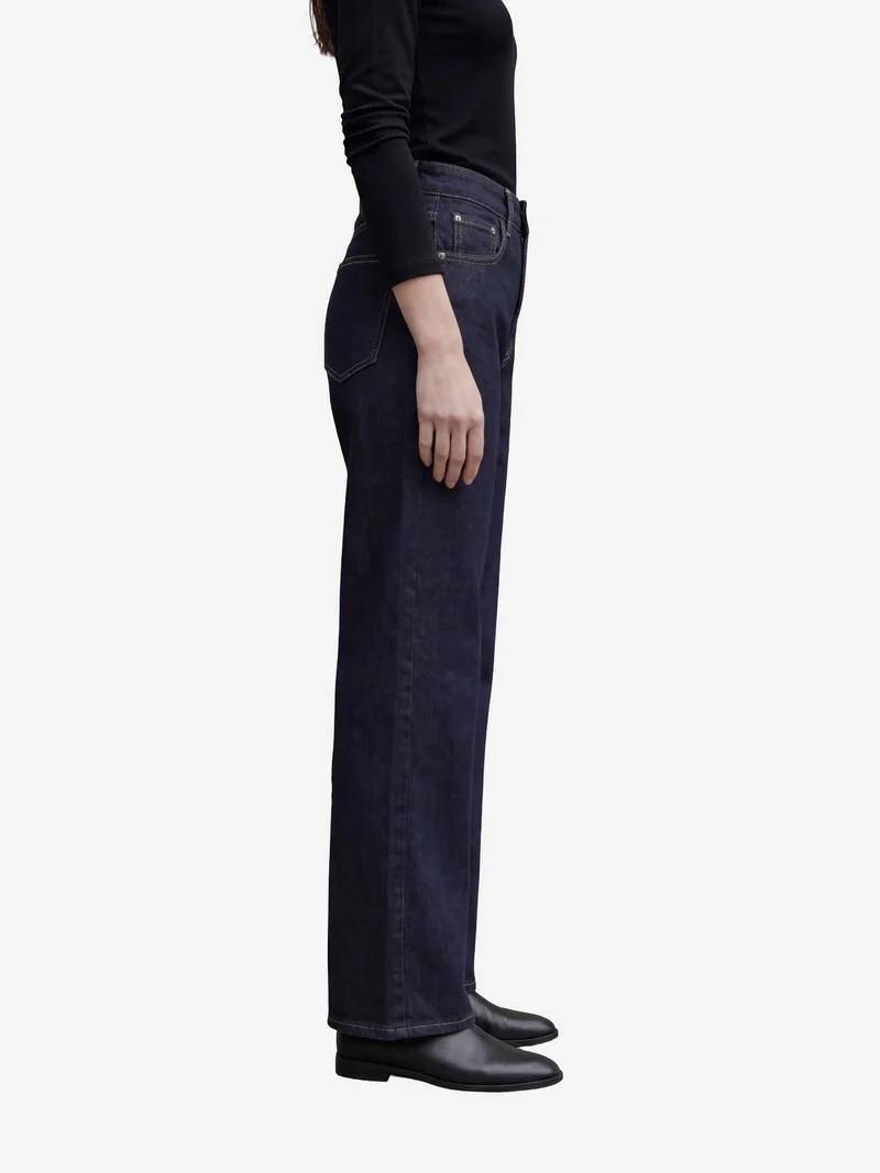 MY FASHION Navy Blue MY FASHION High Waist Straight Leg Denim Pants for Women | Best Price UAE