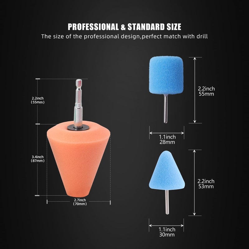 ZFE Polishing Cone ZFE 9 PCS Sponge Buffing for Automotive Car Wheel Hub Care, Metal Polish Buffing Polishing Ball for Aluminum and Stainless Steel - Image 2