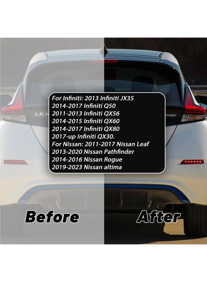 GEEGEETOP Red Lens LED Rear Reflector Bumper Fog Light Assembly Compatible With Nissan Altima Rogue Pathfinder Leaf Infiniti Q50 QX60 QX80 QX30 Functions 3-In-1 (Red Style) - Image 4