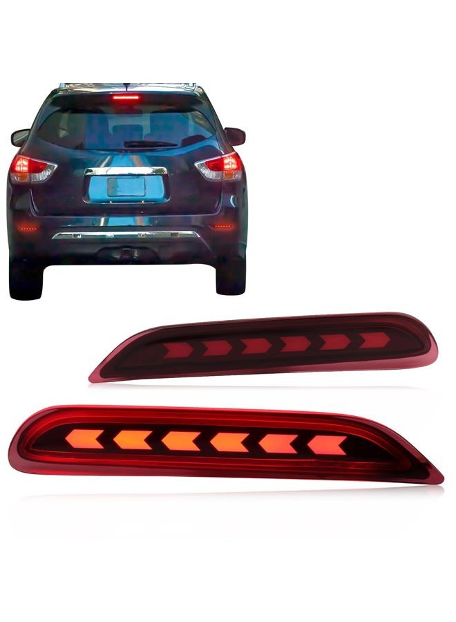 GEEGEETOP Red Lens LED Rear Reflector Bumper Fog Light Assembly Compatible With Nissan Altima Rogue Pathfinder Leaf Infiniti Q50 QX60 QX80 QX30 Functions 3-In-1 (Red Style) - Image 1