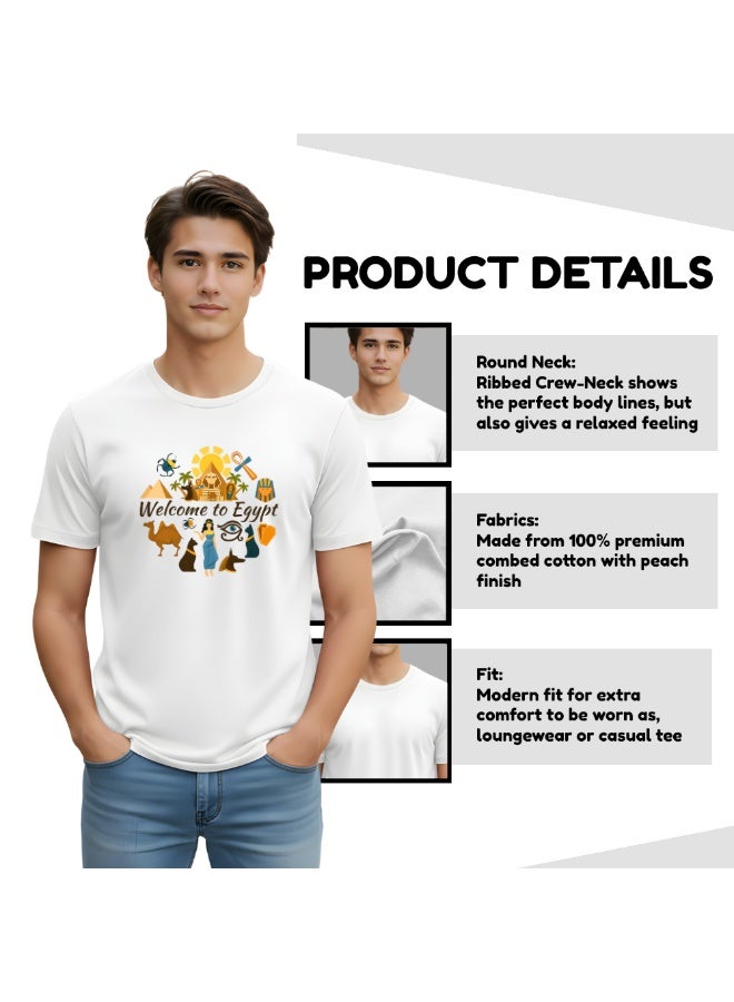 برينت شوب فور مي تيشيرت مصر للرجال البالغين - تيشيرت قطني ناعم برقبة دائرية وأكمام قصيرة - تيشيرت مريح للسفر والاستخدام اليومي - تصميم مطبوع عليه مصر للارتداء الكاجوال - Image 4
