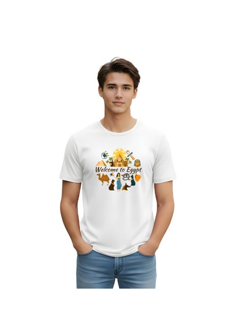 Egypt Adult Men’s T-Shirt–Soft Cotton Round Neck T-Shirt With Short Sleeves–Comfortable Tee For Travel And Everyday Use–Egypt Printed Design For Casual Wear