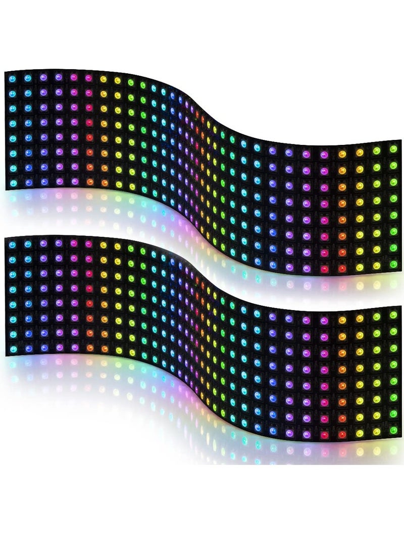 KASTWAVE 2 Pack WS2812B ECO RGB Alloy Wires 5050SMD Individual Addressable DC5V 8X32 256 Pixel LED Matrix Flexible FPCB Full Color Works with K-1000C SP107E Controllers Image Video Text Display - Image 1