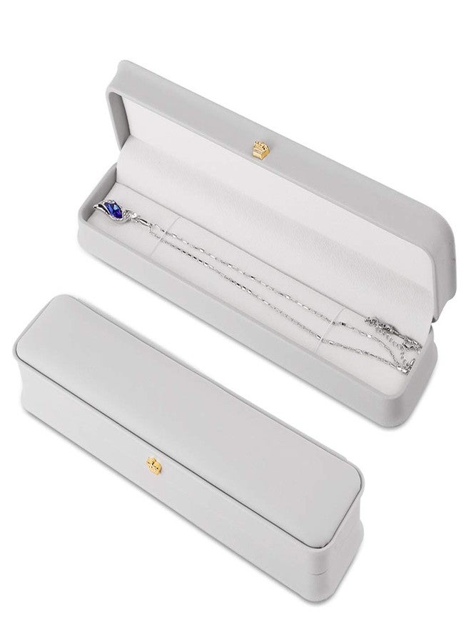 iSuperb 2 Pcs Necklace Long Chain Box Bracelet Storage Box PU Leather Pendant Jewelry Display Gift Boxes for Wedding Anniversary Christmas Engagement - Image 1