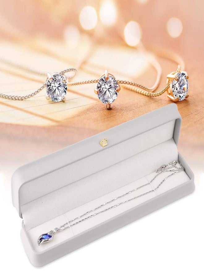 iSuperb 2 Pcs Necklace Long Chain Box Bracelet Storage Box PU Leather Pendant Jewelry Display Gift Boxes for Wedding Anniversary Christmas Engagement - Image 5
