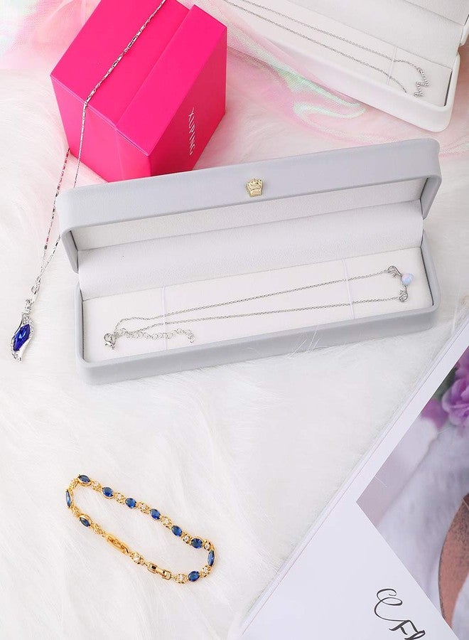 iSuperb 2 Pcs Necklace Long Chain Box Bracelet Storage Box PU Leather Pendant Jewelry Display Gift Boxes for Wedding Anniversary Christmas Engagement - Image 2