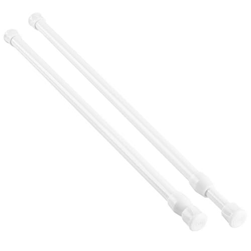 KXLIFE 2 Pack Small Spring Tension Curtain Rod 16 to 28 Inch, Tension Rods No Drill for Window Cupboard Closet,White - Image 1