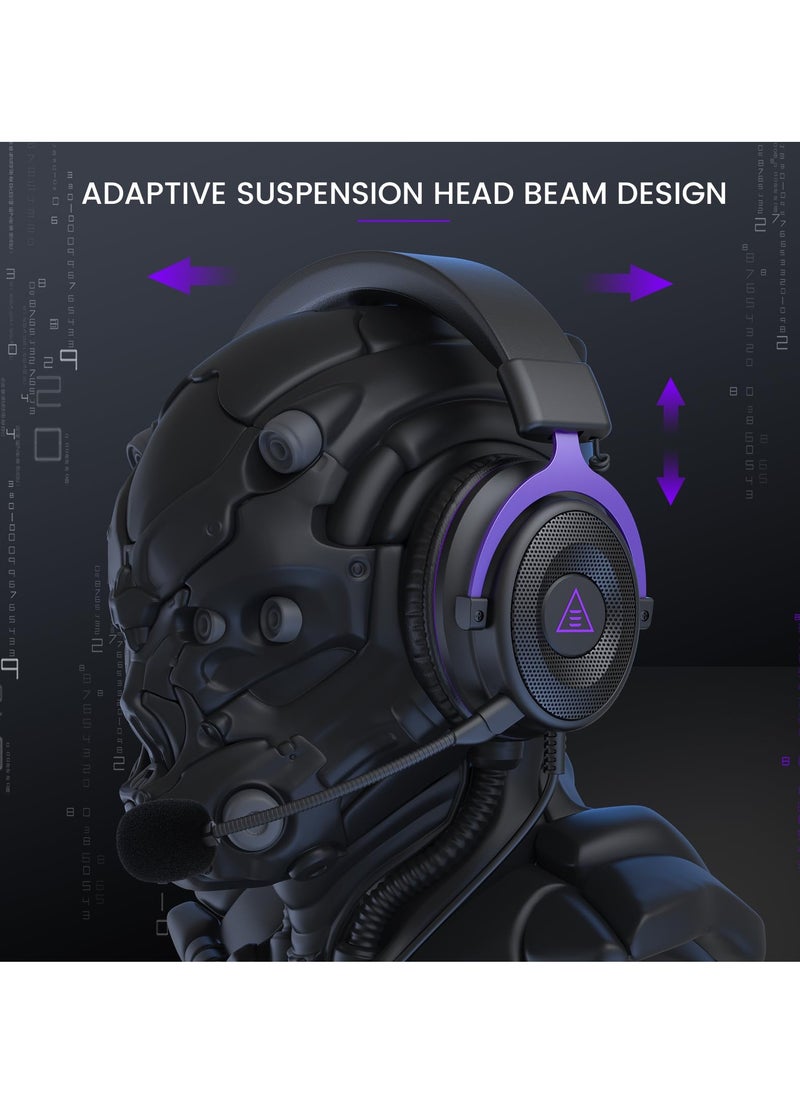 E900 Gaming Headset with Microphone - PC Headset with Detachable Noise Canceling Mic, 3D Surround Sound, Wired Headphone for PS4, PS5, Xbox, Computer, Laptop, Switch, Handheld (3.5MM Jack)