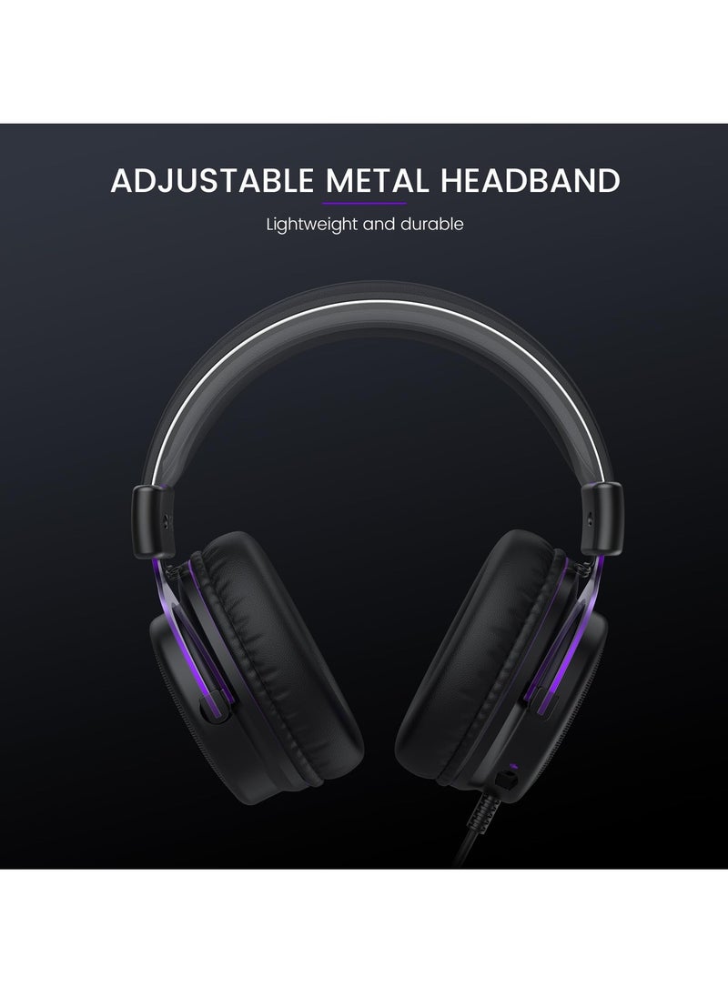 E900 Gaming Headset with Microphone - PC Headset with Detachable Noise Canceling Mic, 3D Surround Sound, Wired Headphone for PS4, PS5, Xbox, Computer, Laptop, Switch, Handheld (3.5MM Jack)