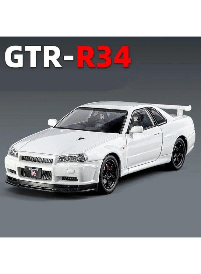 PLUSPOINT سيارة بلاستيك معدنية مقياس 1:24 طراز سكايلاين GTR-R34 إصدار P.Walker للرياضة نموذج محاكاة من المعدن مع أبواب قابلة للفتح وإضاءة وموسيقى، لعبة سيارة للأطفال والبالغين - Image 2