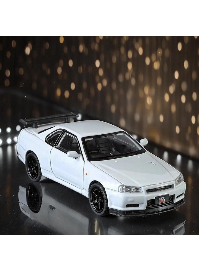 PLUSPOINT سيارة بلاستيك معدنية مقياس 1:24 طراز سكايلاين GTR-R34 إصدار P.Walker للرياضة نموذج محاكاة من المعدن مع أبواب قابلة للفتح وإضاءة وموسيقى، لعبة سيارة للأطفال والبالغين - Image 4