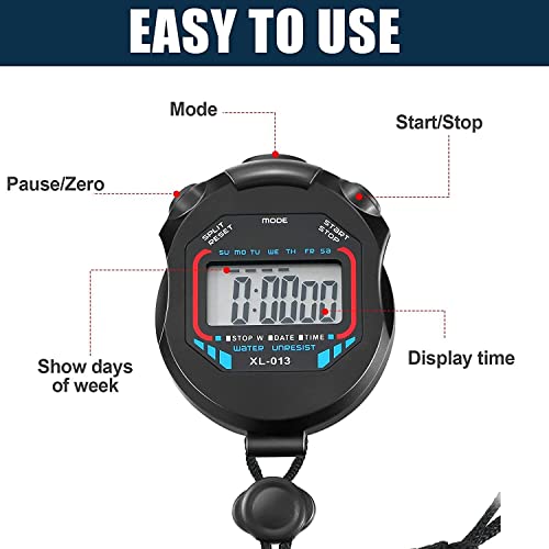Fomatrade Waterproof Stopwatch Digital Handheld Multi-Function Professional Electronic Chronograph Sports Stopwatch Timer Stop Watch (10) - Image 5