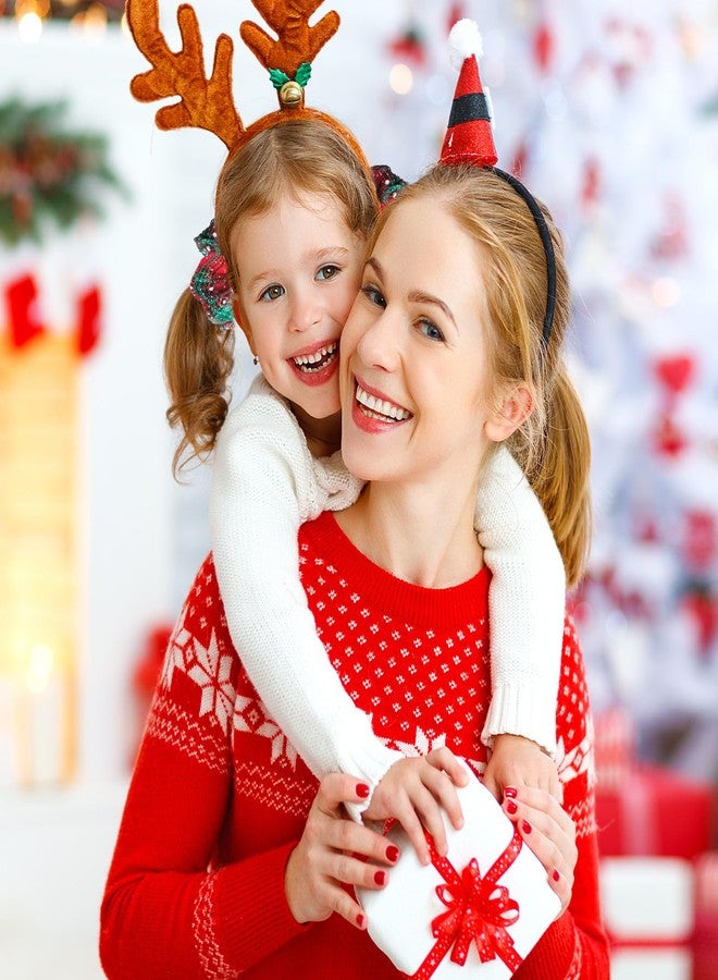WJIAAA 9PCS Christmas Hair Scrunchies for Women, Soft Elastic Hair Bands with Santa Claus Snowman Elk Bell Christmas Tree Snowflake Patterns Festive Ponytail Holders - Image 4