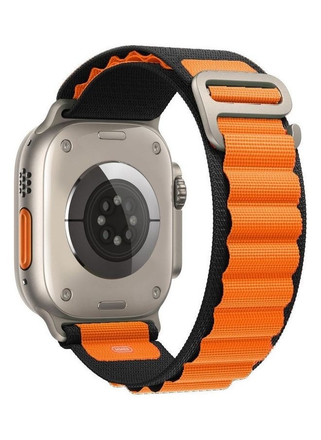 NIBEMINENT - Apple Watch Alpine Loop Band 49mm/45mm/44mm Nylon Woven Sport Strap Compatible with iWatch Series 8/Ultra/7/SE/6/5/4/3/2/1 Orange/Black - Image 1