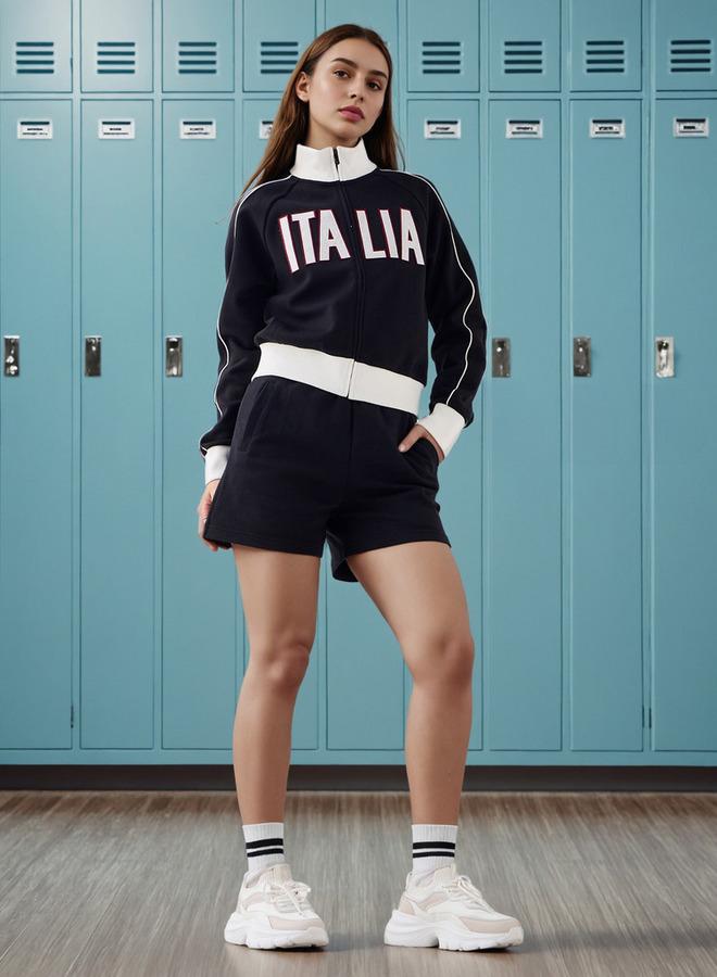 Kappa Logo Print Jacket with Zip Closure - Image 2