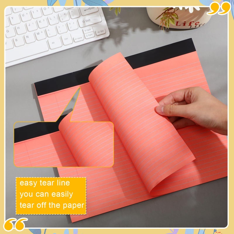Lincia 12 Pcs 11" x 9.5" Legal Pads College Ruled Notepad Landscape Notebook Horizontal Lined Notebook 80 Gsm Assorted Colors Paper Pastel Writing Pads for School Office, 40 Sheet (Bright Color) - Image 4