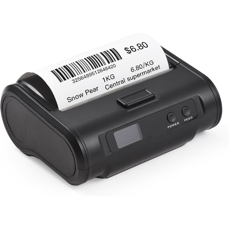 110mm Portable Thermal Receipt Printer, Wireless BT USB POS Printer, 203dpi Clear Print for Small Business Market Grocery Store, Supports Continuous Paper, Multilanguage - Image 1