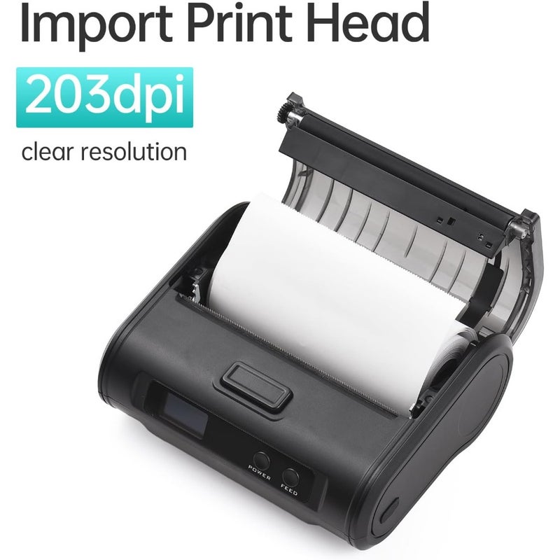 110mm Portable Thermal Receipt Printer, Wireless BT USB POS Printer, 203dpi Clear Print for Small Business Market Grocery Store, Supports Continuous Paper, Multilanguage - Image 4